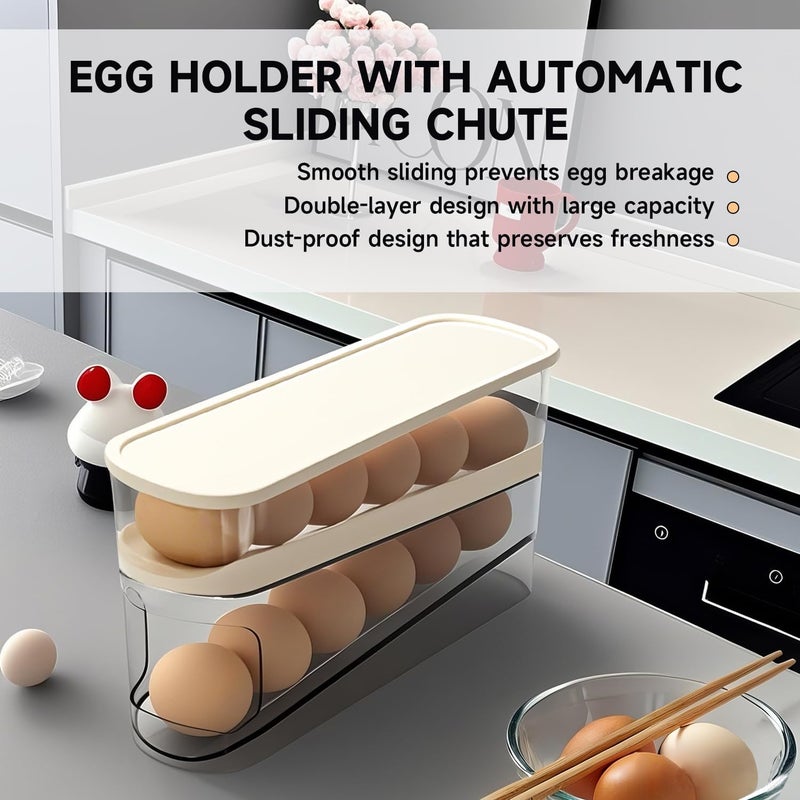 Virmate Rolling Egg Holder for Fridge, Egg Dispenser for Refrigerator, Automatic Rolling Storage Container for Countertop, Kitchen & Outdoor Use (3.35"x3.74"x11.02") 1 Pack - Image 4